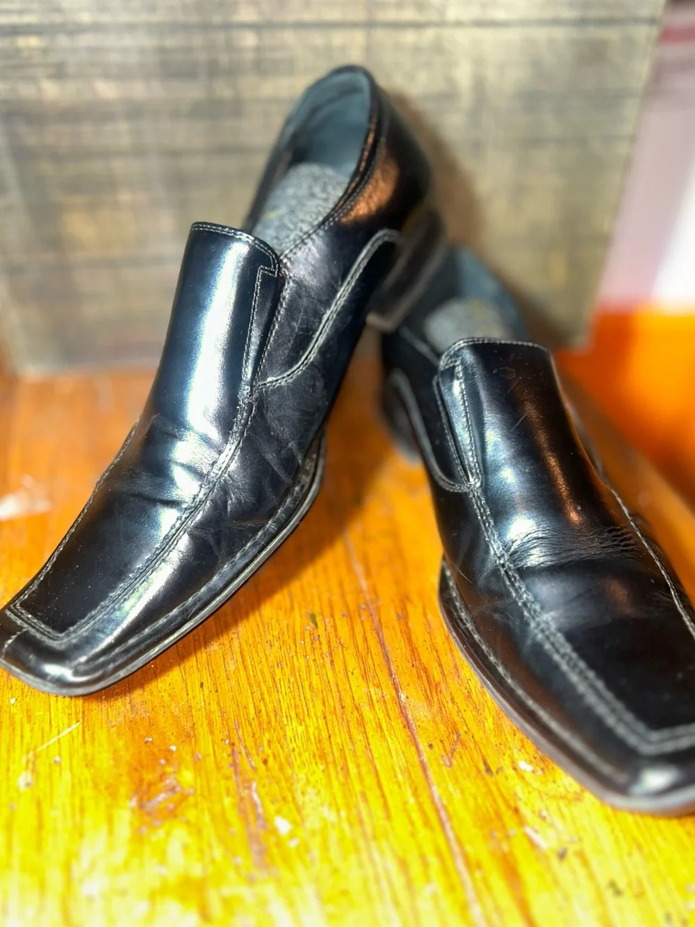 adidas Men's Black Patent Slip-On Oxfords